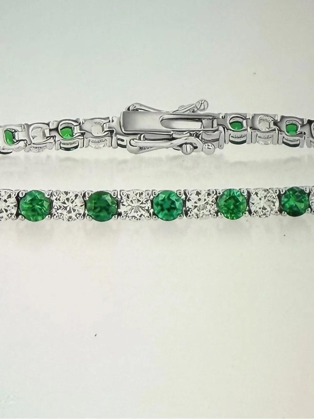 Lab Created Emerald and White Sapphire Tennis Bracelet - Women Jewelry Sterling